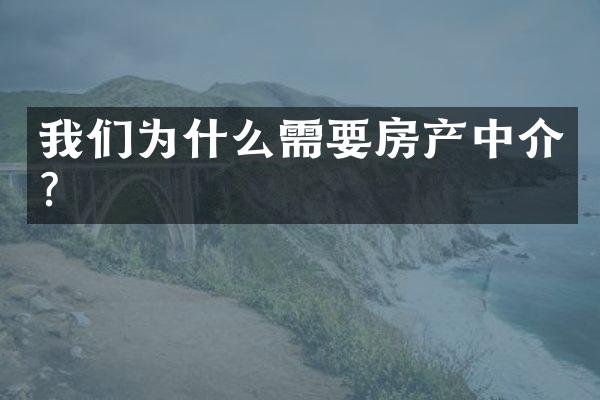 我们为什么需要房产中介？