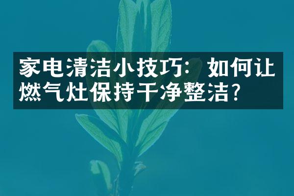 家电清洁小技巧：如何让燃气灶保持干净整洁？