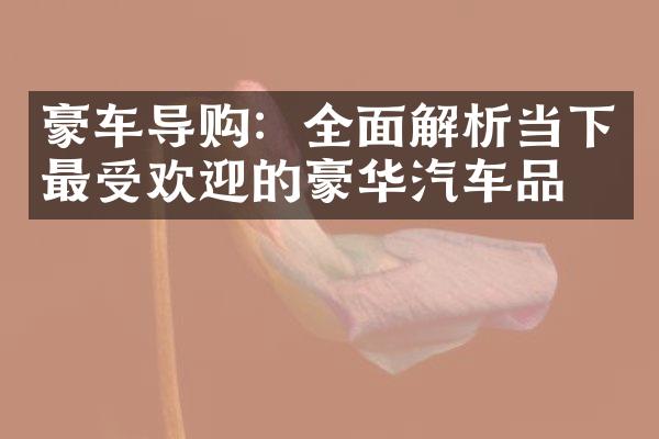 豪车导购：全面解析当下最受欢迎的豪华汽车品牌