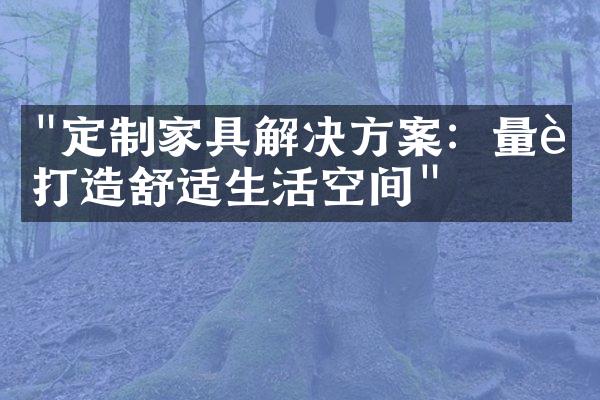 "定制家具解决方案：量身打造舒适生活空间"