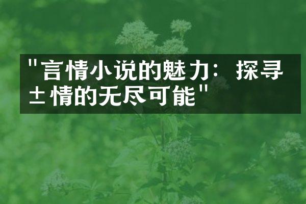 "言情小说的魅力：探寻爱情的无尽可能"