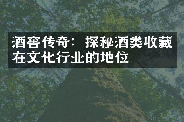 酒窖传奇：探秘酒类收藏在文化行业的地位