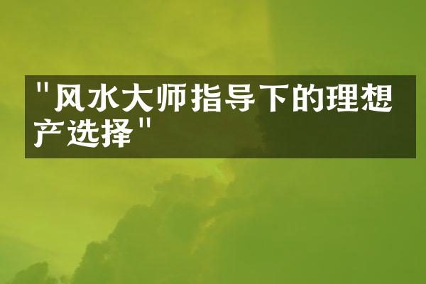 "风水大师指导下的理想房产选择"