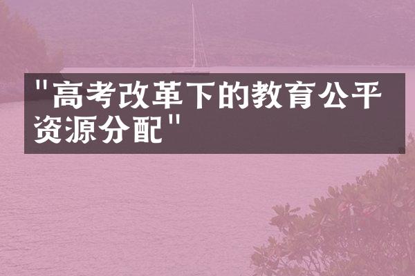 "高考改革下的教育公平与资源分配"