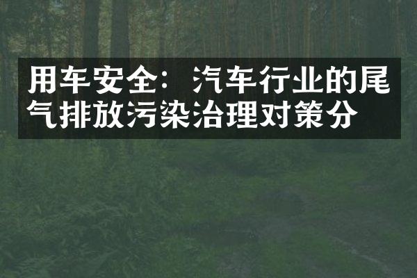 用车安全：汽车行业的尾气排放污染治理对策分析