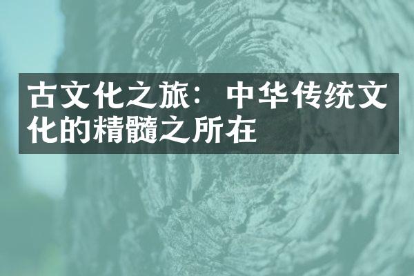 古文化之旅：中华传统文化的精髓之所在