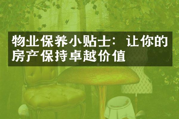 物业保养小贴士：让你的房产保持卓越价值