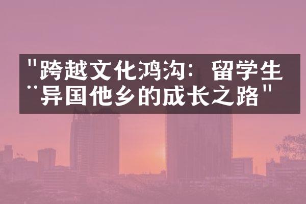 "跨越文化鸿沟：留学生在异国他乡的成长之路"