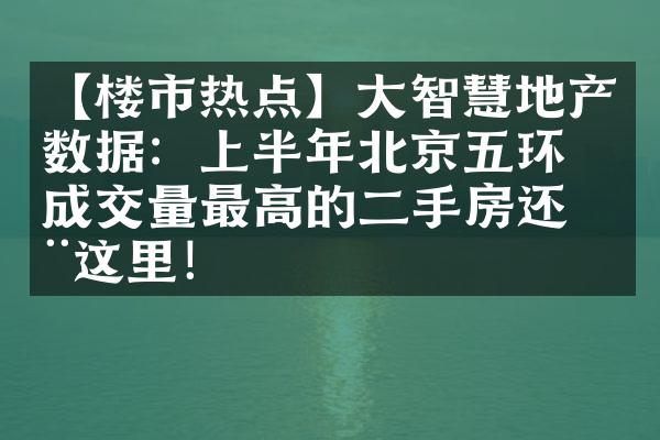 【楼市热点】大智慧地产数据：上半年北京五环内成交量最高的二手房还在这里！