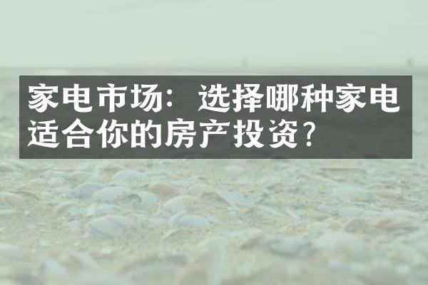 家电市场：选择哪种家电适合你的房产投资？