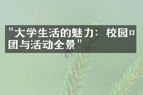 "大学生活的魅力：校园社团与活动全景"