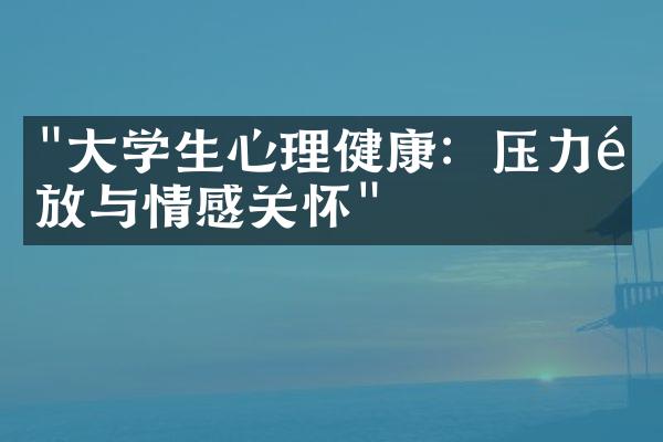 "大学生心理健康：压力释放与情感关怀"