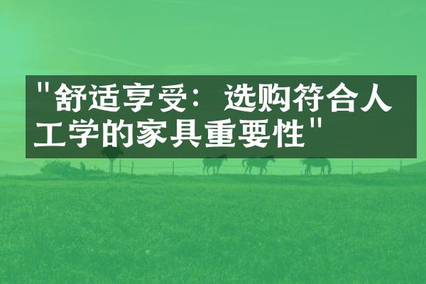 "舒适享受：选购符合人体工学的家具重要性"