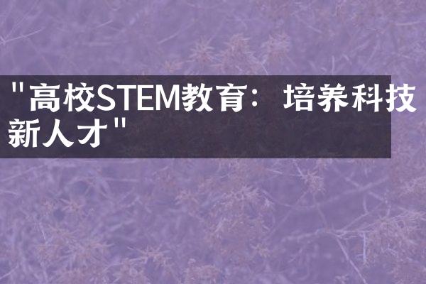 "高校STEM教育：培养科技创新人才"