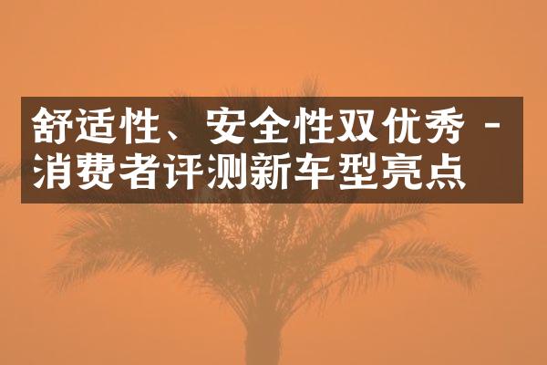 舒适性、安全性双优秀 - 消费者评测新车型亮点