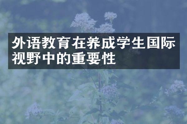 外语教育在养成学生国际视野中的重要性