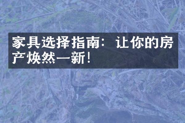 家具选择指南：让你的房产焕然一新！