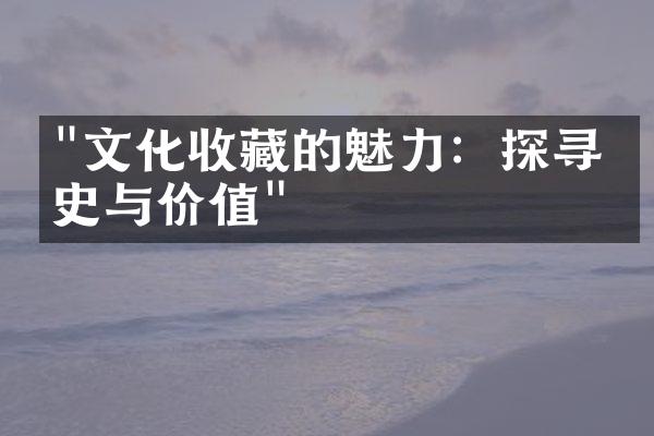 "文化收藏的魅力：探寻历史与价值"