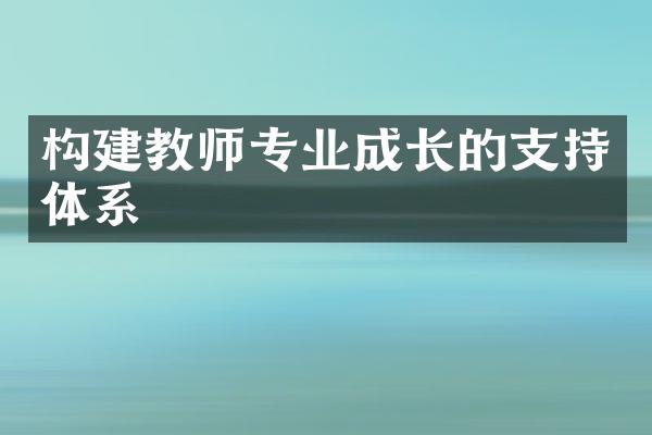 构建教师专业成长的支持体系