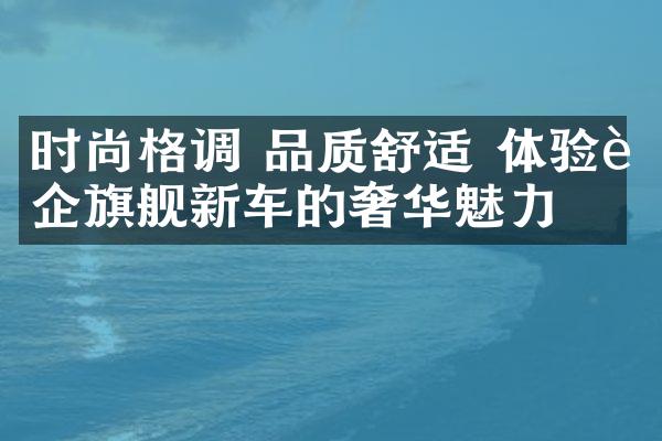 时尚格调 品质舒适 体验车企旗舰新车的奢华魅力