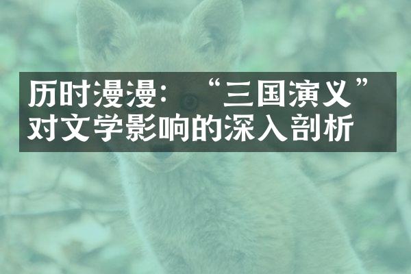 历时漫漫：“三国演义”对文学影响的深入剖析