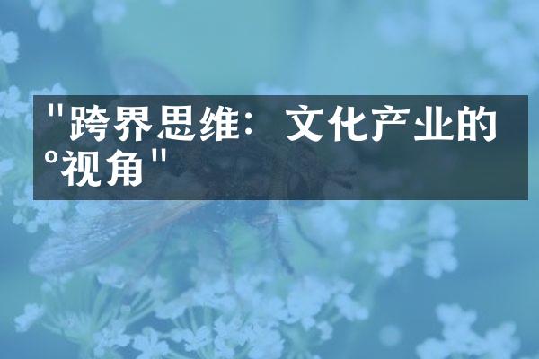 "跨界思维：文化产业的新视角"