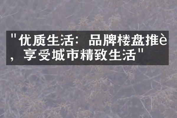 "优质生活：品牌楼盘推荐，享受城市精致生活"