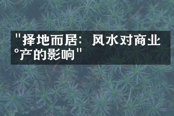 "择地而居：风水对商业地产的影响"