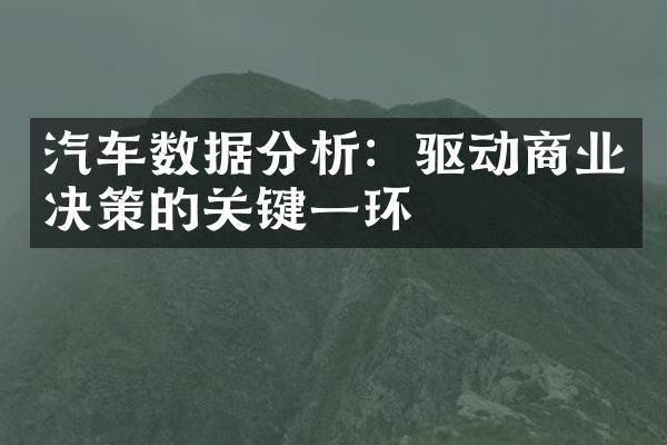 汽车数据分析：驱动商业决策的关键一环