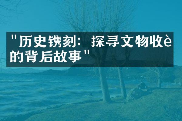 "历史镌刻：探寻文物收藏的背后故事"