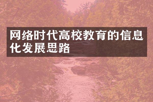 网络时代高校教育的信息化发展思路