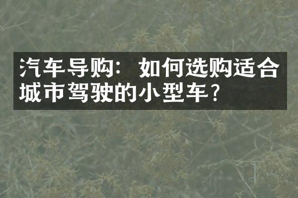 汽车导购：如何选购适合城市驾驶的小型车？