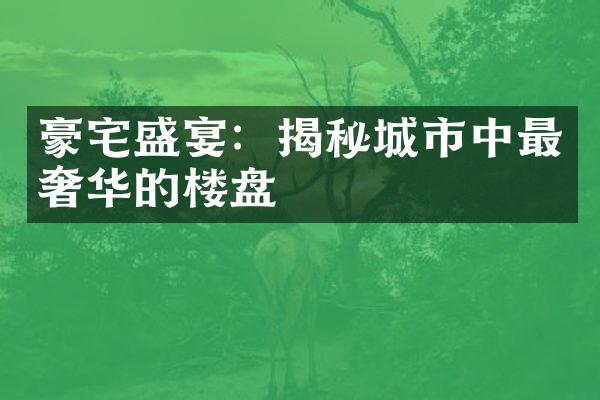 豪宅盛宴：揭秘城市中最奢华的楼盘