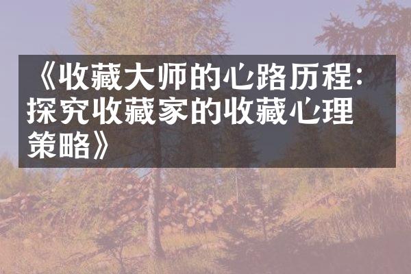 《收藏师的心路：探究收藏家的收藏心理及策略》