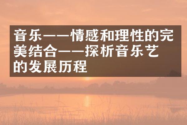 音乐——情感和理性的完美结合——探析音乐艺术的发展历程