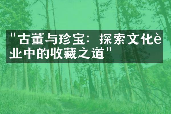 "古董与珍宝：探索文化行业中的收藏之道"