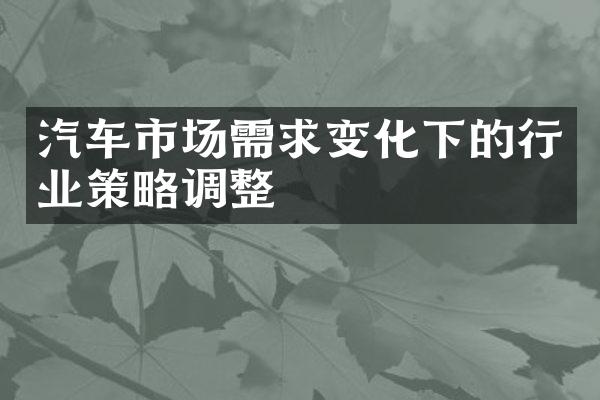 汽车市场需求变化下的行业策略调整