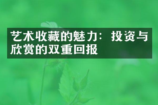 艺术收藏的魅力：投资与欣赏的双重回报