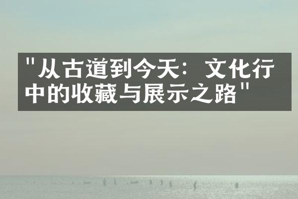 "从古道到今天：文化行业中的收藏与展示之路"