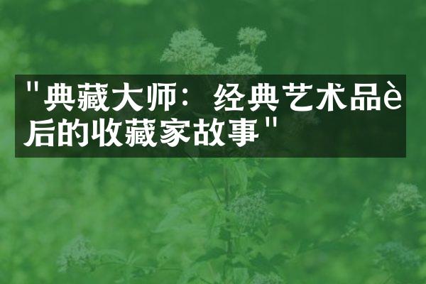 "典藏大师：经典艺术品背后的收藏家故事"