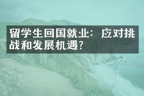 留学生回国就业：应对挑战和发展机遇？