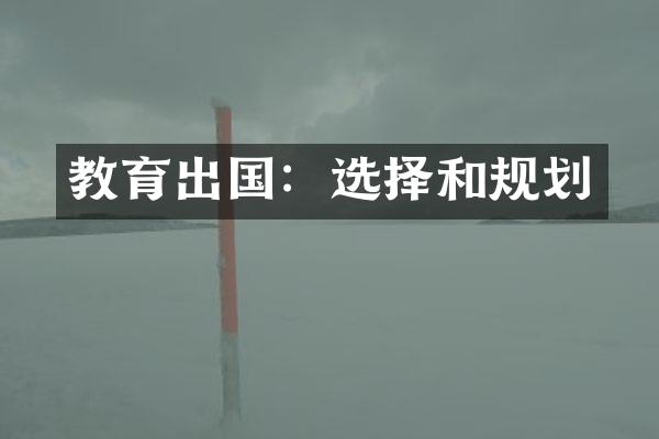 教育出国：选择和规划