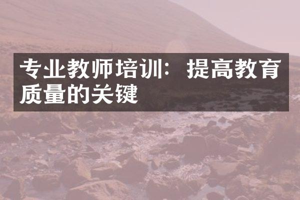 专业教师培训：提高教育质量的关键