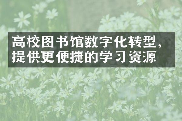 高校图书馆数字化转型，提供更便捷的学习资源