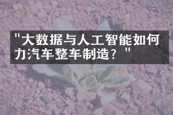 "大数据与人工智能如何助力汽车整车制造？"