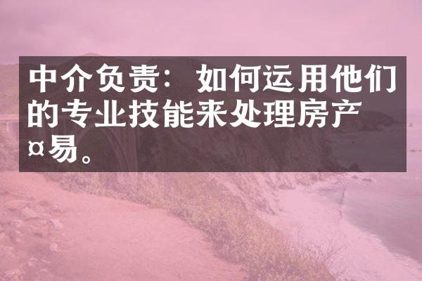 中介负责：如何运用他们的专业技能来处理房产交易。