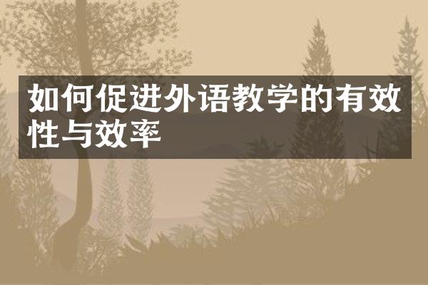 如何促进外语教学的有效性与效率