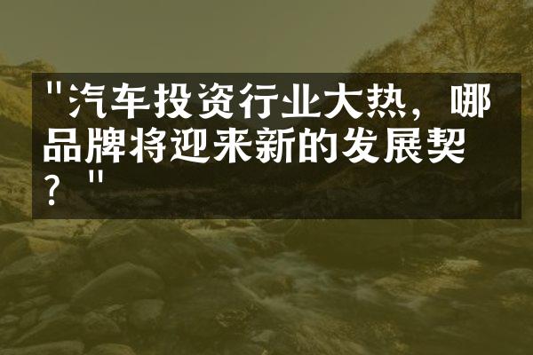 "汽车投资行业大热，哪些品牌将迎来新的发展契机？"