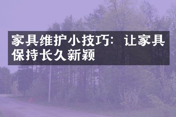 家具维护小技巧：让家具保持长久新颖