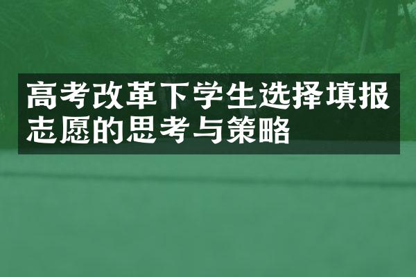 高考改革下学生选择填报志愿的思考与策略